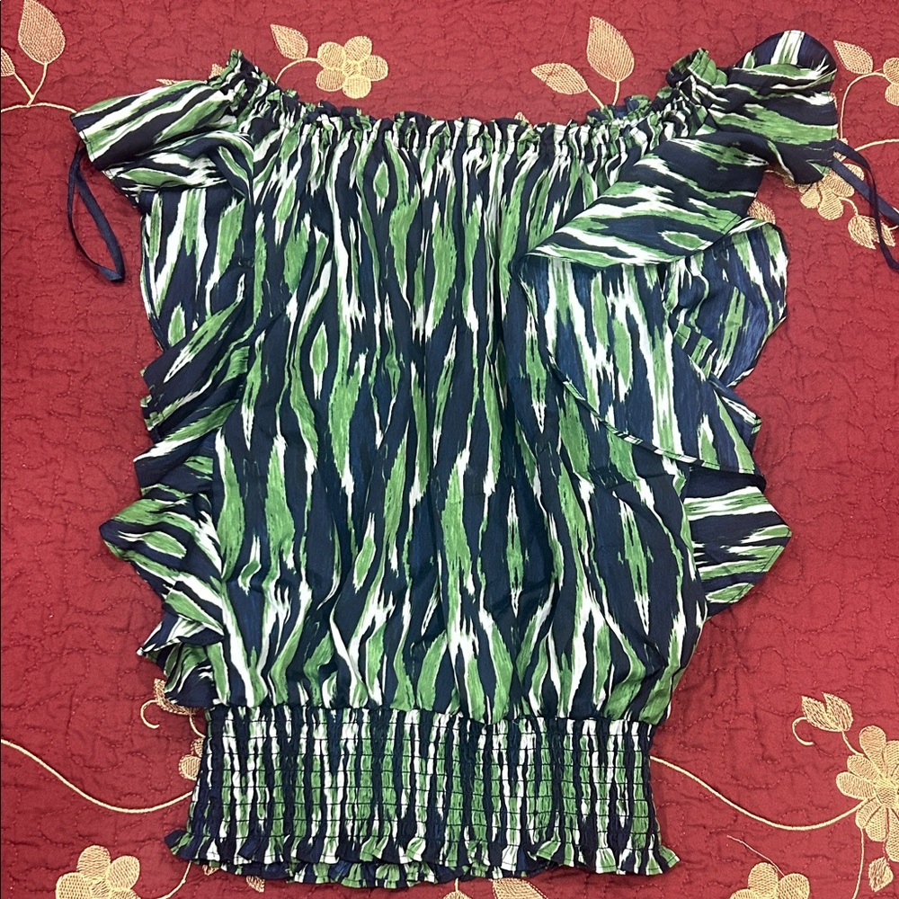Michael Kors Vibrant Green and Blue Blouse